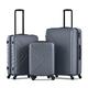 SPOFLYINN 3 Piece Luggage Sets 20"/24"/28" Lightweight Hardshell Suitcase with 2 Hooks, Spinner Wheels, TSA Lock for Travel, Gray As Shown, One Size, Modern