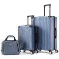 Rockland 3 Set, 2-Piece Hardside Spinner Wheel Upright Luggages with Tote, Blue, Blue, Rockland 3-piece Luggage Set, 2-piece Hardside Spinner Wheel Upright Luggages With Tote