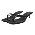 JAMPOL Women‘s Sandals Ladies High Heels Summer Square Toe Mid Heels Open Toe High Heels Dress Party Wedding Shoes 2024 Sandals Women (Color : ZA7905-Black, Size : 5.5 UK)