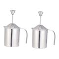 Garneck 2pcs Milk Frother Milk Frother Hand Pump Frother Coffee Steaming Pitcher Concentrated Coffee Manual Coffee Frother Blenders Manual Milk Frother Semi-Automatic Spring