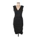 James Perse Casual Dress - Midi V Neck Sleeveless: Black Print Dresses - Women's Size Large
