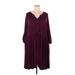 Torrid Casual Dress - Mini V Neck 3/4 sleeves: Burgundy Solid Dresses - Women's Size 5X Plus