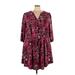 Torrid Casual Dress - A-Line V-Neck 3/4 Sleeve: Burgundy Floral Dresses - Women's Size 4X Plus