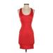 Bebe Cocktail Dress - Mini Scoop Neck Sleeveless: Red Solid Dresses - Women's Size X-Small