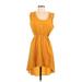 Ark & Co. Casual Dress - High/Low Scoop Neck Sleeveless: Orange Solid Dresses - Women's Size Small