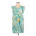 Rachel Zoe Casual Dress - Mini V-Neck Sleeveless: Teal Tropical Dresses - Women's Size Small