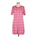 Free Assembly Casual Dress - Shift: Pink Checkered/Gingham Dresses - Women's Size Large