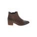 REPORT Ankle Boots: Chelsea Boots Stacked Heel Boho Chic Brown Shoes - Women's Size 9 1/2 - Almond Toe