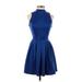 Emerald Sundae Casual Dress - Party Mock Sleeveless: Blue Solid Dresses - Women's Size Small