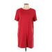 Zara Casual Dress - Mini Crew Neck Short sleeves: Red Print Dresses - Women's Size Large