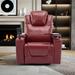 270 Degree Swivel PU Leather Power Recliner Home Theater Recliner with Surround Sound, Cup Holder, Removable Tray Table