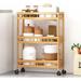 Rebrilliant Wagaman 16" W, 3 Rows Shelving Unit w/ Wheels Wood in Brown/Yellow | 37.8 H x 15.8 W x 7.1 D in | Wayfair