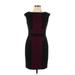 Lauren by Ralph Lauren Cocktail Dress - Sheath High Neck Sleeveless: Burgundy Color Block Dresses - Women's Size 10 Petite