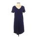 Gap Casual Dress - Shift V Neck Short sleeves: Blue Solid Dresses - Women's Size Small