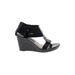 Dana Buchman Wedges: Black Print Shoes - Women's Size 9 - Open Toe