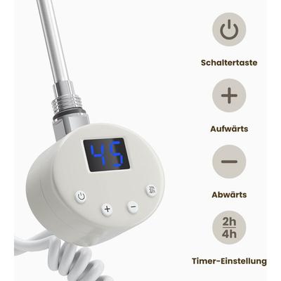 Heizstab Heizpatrone für Handtuchheizkörper 600W mit Thermostat und lcd Bildschirm Heizstäbe aus