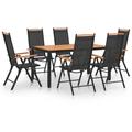 7-tlg. Gartenmöbel Set Sitzgruppe Garten mit Tisch und Stühlen - Aluminium Schwarz BV570473 Bonnevie