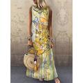 robe longue papillon femme robe maxi jaune clair bleu clair jaune sans manches imprimé animal printemps été col rond coupe ample s m l xl xxl 3xl