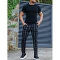 Homme Pantalon Chino Pantalon chino Pantalon habillé à carreaux Poche Plaid Plein Confort Respirable Extérieur du quotidien Sortie Mélange de Coton Mode Vêtement de rue Noir Grise