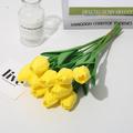 10Pcs Peach Artificial Tulips Silk Flowers Long Stem and Green Leaves Fake Flowers Decoration for Vase Wedding Party Kitchen Office Home Bedroom Table Centerpiece Decor