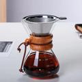 1pc Pour Over Coffee Maker, Stainless Steel Permanent Filter Manual Coffee Dripper With Real Wood Sleeve, Portable Coffee Makers