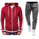 Men's Tracksuit Sweatsuit Zip Hoodie Sweatshirt Hoodie Jacket Jogging Suits Red Black BlackLight Grey Dark GreyLight Grey RedLight Grey RedDark Grey Hooded Color Block Drawstring 2 Piece Sports