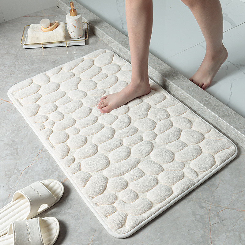 Cobblestone Bath Mat Non-slip Memory Foam Pad, Washable Bath Rugs, Rapid Water Absorbent, Non-Slip, Washable, Thick, Soft And Comfortable Carpet For Shower Room