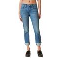 Sweet Straight Raw Hem Mid Rise Crop Straight Leg Jeans