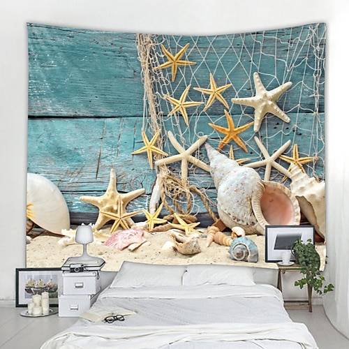 spiaggia parete arazzo appeso a parete art deco coperta tenda appesa a casa camera da letto soggiorno decorazione stella marina rete da pesca fishing