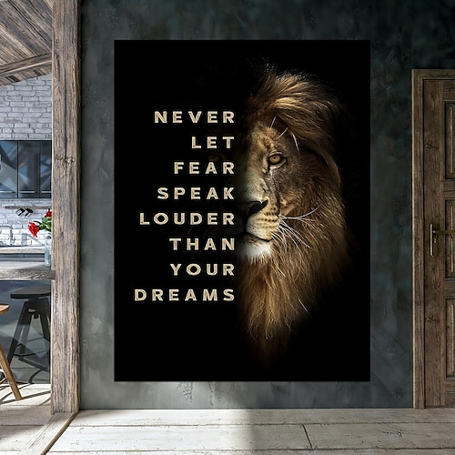 1pc Löwe Motivationswand Kunstdruck inspirierendes Zitat Poster moderne Wohnkultur Leinwand Gemälde Büro Wanddekoration kein Rahmen Image