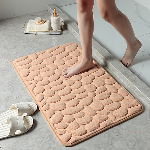 Kopfsteinpflaster-Badematte, rutschfeste Memory Foam-Unterlage, waschbare Badvorleger, schnell wasserabsorbierend, rutschfest, waschbar, dick, weich und bequem, Teppich für Duschräume Image