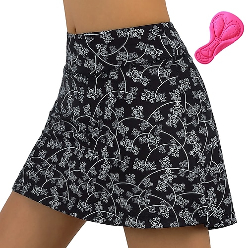 Damen Blumenmuster Fahrradrock Fahhrad Rock Unterteile Mountainbike MTB Straßenradsport Sport 3D-Polster Radfahren Schnelltrocknend Feuchtigkeitsableitend Schwarz Gelb Spandex Bekleidung Image