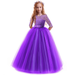 IBTOM CASTLE Little Big Girls Flower Vintage Floral Lace 3/4 Sleeves Floor Length Dress Wedding Party Evening Formal Pageant Dance Gown 3-4 Years Dark Purple