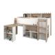 Lit combiné enfant avec bureau rétractable - Décor blanc et chene - 90x 200 cm - Sommier inclus