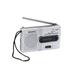 AM/FM Portable Radio Universal Mini Radio Portable Radio with Built-in Stereo Speaker and Standard Earphones Jack Silver(Battery Not Included)