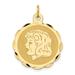 14k Yellow Gold Solid Polished Engravable Girl Head on .011 Gauge Engraveable Scalloped Disc Charm Pendant Necklace Meas