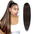 Ponytail Extension Straight 28 Inch Long Drawstring Ponytail For Black Women Natural Clip In Hair Extension Fake Ponytail Synthetic Hair Piece (28 Inch FS4/30)