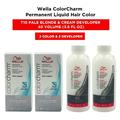 Wella ColorCharm Permanent Liquid Hair Color Toner - 1.4 oz ( T10 Pale Blonde ) and Cream Developer 40 Volume - 3.6 fl. oz ( 2 Color and 2 Developer )