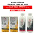 Wella ColorCharm Permanent Liquid Hair Color Toner - 1.4 oz ( 5G/435 Light Golden Brown ) and Cream Developer 40 Volume - 3.6 fl. oz ( 2 Color and 2 Developer )