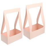 Gift Boxes 2 Pcs Paper Wrapping Container Flower Basket Bag Pink