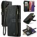 for Samsung Galaxy Note 20 Case Wallet Case with Card Holder Kickstand Magnetic Zipper Pocket Lanyard Strap Wristlet Leather Flip Case Wallet for Samsung Galaxy Note 20 Black