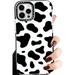 Abbery Designed for iPhone 12 Pro Max Case Cow Cute Clear with Cow Print Pattern Design Soft Silicone TPU Sturdy Shockproof Protective Woman Girls Aesthetic Phone Case Cover