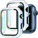 iTecFree 2Pack for Apple Watch Case Built-in Screen Protector 41mm Shockproof Overall Protective Cover Bumper with 9H Tempered Glass Screen Protector for iWatch Series 8 7 (Iridescence 41mm)