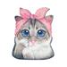 Cartoon Sewing Patches Cloth Paste Cat Printed T-shirt Clothing Patch Short Sleeve Digital Printed Sequin Appliques (Pink Bow Cat Print)