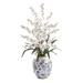 Nearly Natural 28in. Dancing Lady Orchid Artificial Arrangement in Decorative Vase White