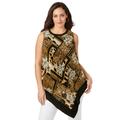 Plus Size Women's Handkerchief Hem Tunic by Jessica London in Black Animal Scarf (Size 12 W)