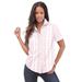 Plus Size Women's Short-Sleeve Kate Big Shirt by Roaman's in Desert Rose White Stripe (Size 36 W) Button Down Shirt Blouse