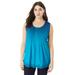 Plus Size Women's Ombre Lace Tank by Roaman's in Blue Ocean Ombre (Size 18/20)