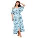 Plus Size Women's Cold-Shoulder Faux-Wrap Maxi Dress by June+Vie in White Watercolor Marble (Size 30/32)