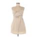 Abercrombie & Fitch Casual Dress - A-Line V-Neck Sleeveless: Tan Print Dresses - Women's Size Medium Petite